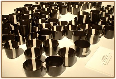 Black & white cups, prize winner, Mino International Ceramic Competition