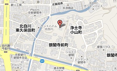 Map to the Robert Yellin Yakimono Gallery in Kyoto